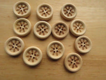 Load image into Gallery viewer, 10 Leaves or feathers wood look buttons 20mm diameter