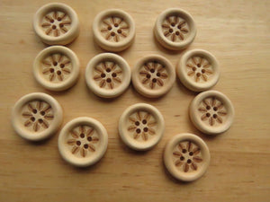 10 Leaves or feathers wood look buttons 20mm diameter