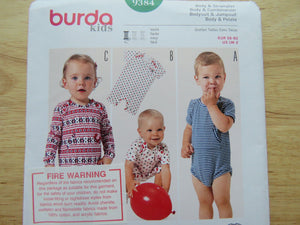 Burda 9384 Baby Toddler Sleepsuit Bodysuit Jumpsuit Onesie use our merino fabric