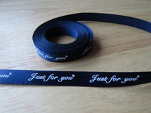 Load image into Gallery viewer, 5 yards Just for You Navy Satin Ribbon 10mm