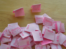 Load image into Gallery viewer, 25 Pink Handmade 2 wings and with heart symbol for love on back satin flag label