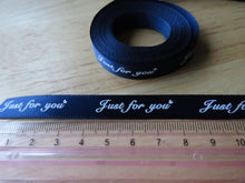 Load image into Gallery viewer, 5 yards Just for You Navy Satin Ribbon 10mm