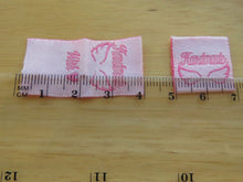 Load image into Gallery viewer, 25 Pink Handmade 2 wings and with heart symbol for love on back satin flag label