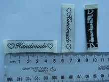 Load image into Gallery viewer, 4 Cream Handmade labels with 2 black hearts 60x 15mm