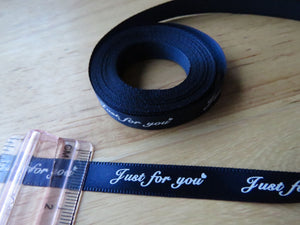 5 yards Just for You Navy Satin Ribbon 10mm