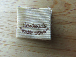 10 Handmade underlined with Heart twigs Cotton Flag Labels 2 x 2cm folded
