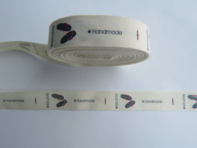 1.5m Cotton Tape Jandals with  Handmade  Labels. 55 x 15mm