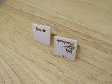 Load image into Gallery viewer, 25 Butterfly Hand made  with heart (love) cotton flag labels. 2 x 2cm