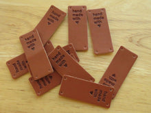 Load image into Gallery viewer, 10 Brown PU Leather Handmade with Heart Foldable Labels 50x 20mm