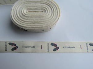1m Cotton Tape Jandals with  Handmade  Labels. 55 x 15mm