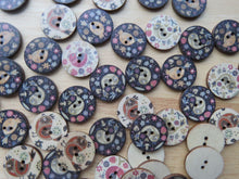 Load image into Gallery viewer, 10 Bird Prints 25mm Buttons- mixed set