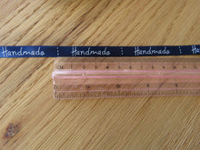 Load image into Gallery viewer, 1m Navy Blue satin Handmade Ribbon  labels are approx. 50 x 10mm
