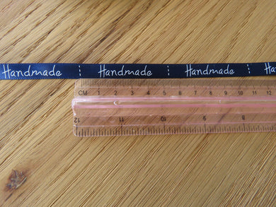 2.9m Navy Blue satin Handmade Ribbon  labels are approx. 50 x 10mm