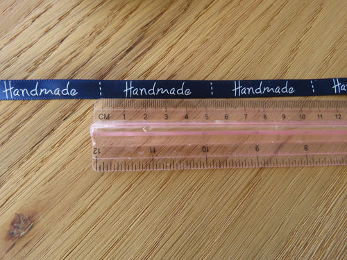 1m Navy Blue satin Handmade Ribbon  labels are approx. 50 x 10mm