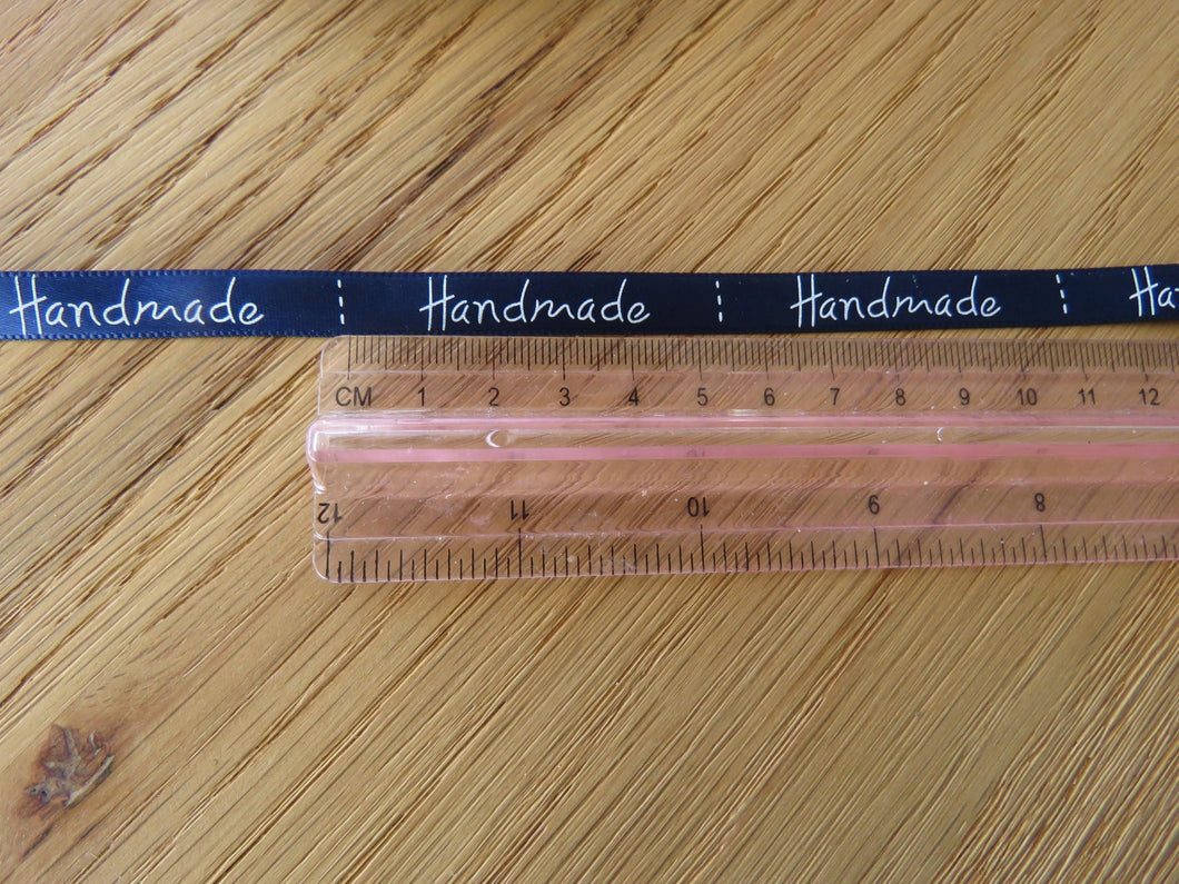 1m Navy Blue satin Handmade Ribbon  labels are approx. 50 x 10mm