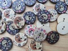 Load image into Gallery viewer, 10 Bird Prints 25mm Buttons- mixed set