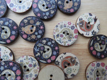 Load image into Gallery viewer, 10 Bird Prints 25mm Buttons- mixed set