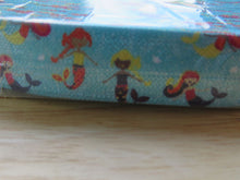 Load image into Gallery viewer, 1m Mermaids on Blue fold over elastic FOE Foldover elastic 15mm