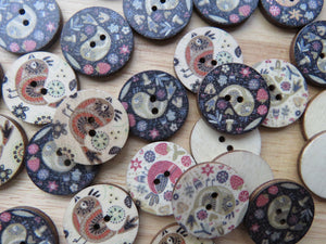 50 Bird Prints 25mm Buttons- mixed set