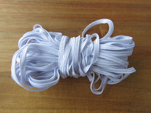 Load image into Gallery viewer, 5m 4mm wide White Braided Elastic - use for facemasks, sewing crafts