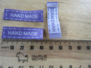 25 Purple Hand Made Labels with white border 40x 10mm