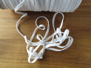 10m White 4mm wide Knit Elastic - use for facemasks, sewing crafts