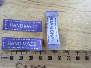 50 Purple Hand Made Labels with white border 40x 10mm