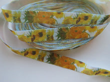 Load image into Gallery viewer, 5m Sunflowers 15mm wide fold over elastic FOE foldover elastic