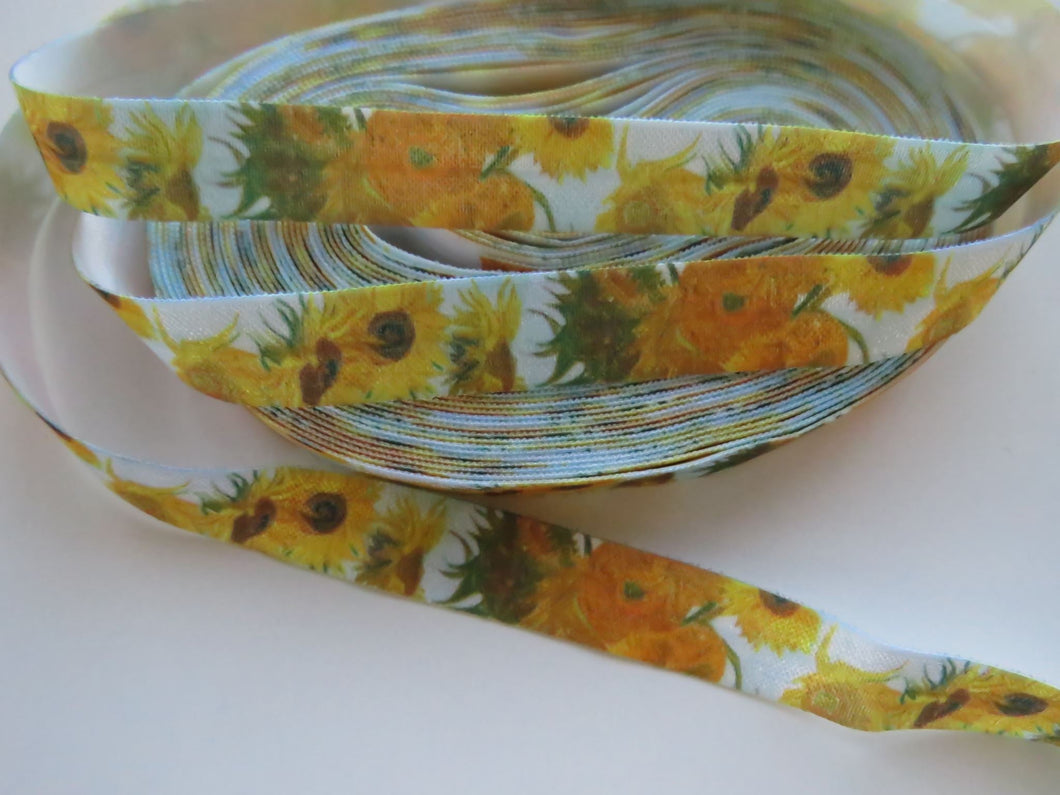 5m Sunflowers 15mm wide fold over elastic FOE foldover elastic