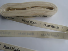Load image into Gallery viewer, 10 yards/ 9.1m Cotton Tape Printed Mixed Font Handmade Labels. 55 x 15mm