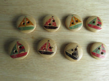 Load image into Gallery viewer, 50 Mixed Print Yacht 15mm buttons- brown back