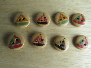 50 Mixed Print Yacht 15mm buttons- brown back