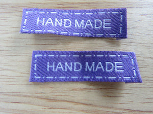 25 Purple Hand Made Labels with white border 40x 10mm