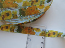 Load image into Gallery viewer, 1m Sunflowers 15mm wide fold over elastic FOE foldover elastic