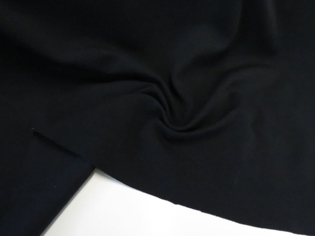 1.23m Garros Black 100% merino wool jersey knit fabric 165g- pre cut length
