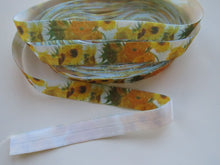 Load image into Gallery viewer, 1m Sunflowers 15mm wide fold over elastic FOE foldover elastic