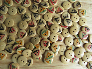 50 Mixed Print Yacht 15mm buttons- brown back