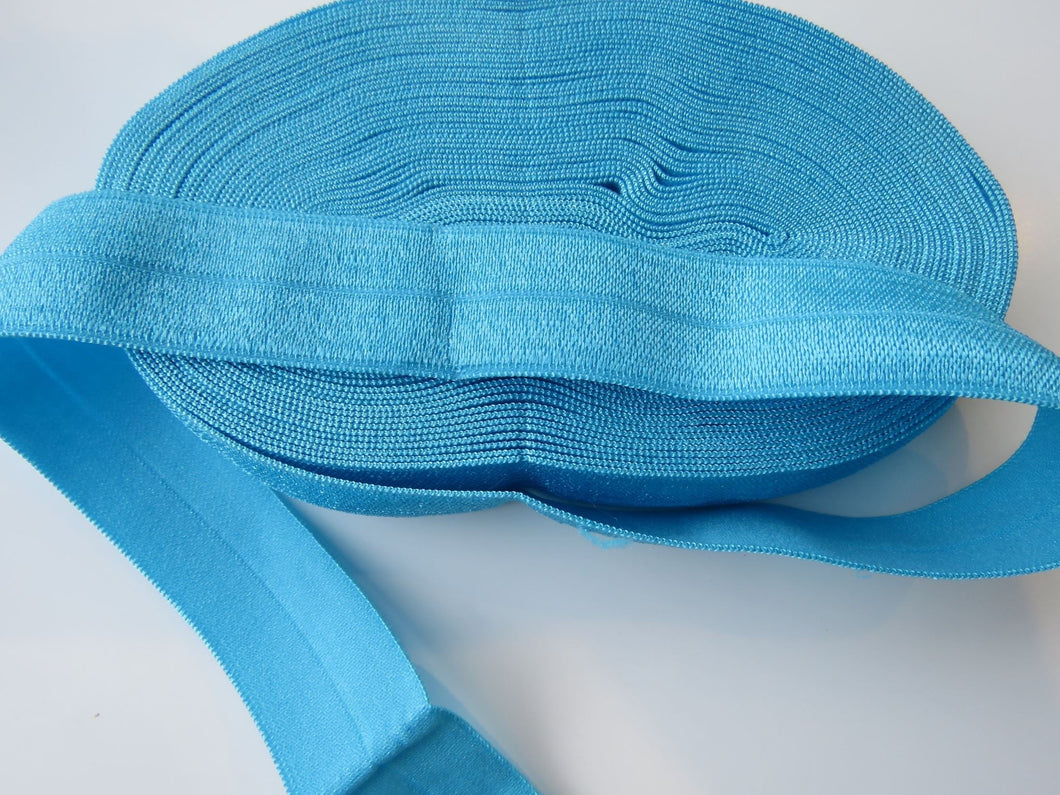 5m Turquoise Blue 20mm Fold over elastic FOE Foldover elastic