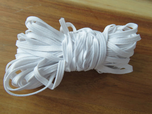 10m White 4mm wide Knit Elastic - use for facemasks, sewing crafts