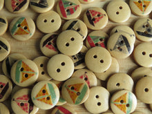 Load image into Gallery viewer, 50 Mixed Print Yacht 15mm buttons- brown back
