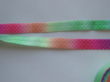 Load image into Gallery viewer, 5m Snake variegated rainbow Fold over Elastic FOE Fold over elastic 15mm wide