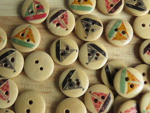 50 Mixed Print Yacht 15mm buttons- brown back