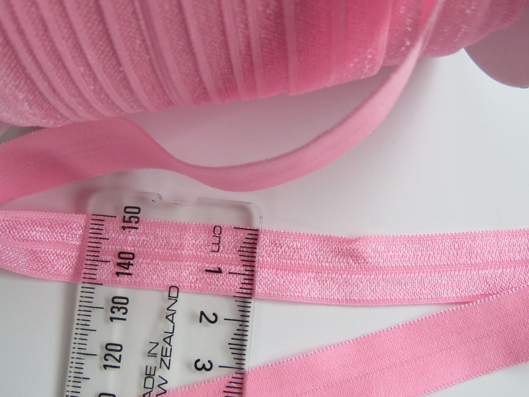 1.3m Geranium  Pink fold over elastic 15mm wide foldover FOE