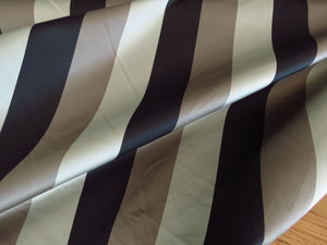 1m Taupe Brown Beige Stripe Poly Viscose Upholstery Curtain Cushion Blind Fabric