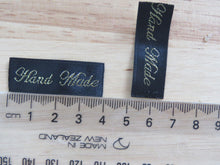 Load image into Gallery viewer, 40 Hand Made in Cursive Font Black Woven labels. 40x 15mm