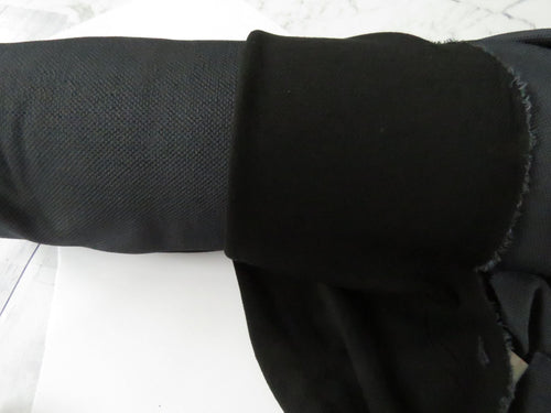 1.5m Shuttle Black with Grey Honeycomb backing 58% merino 48% polyester 215g- precut lengths