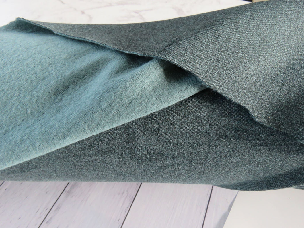 Sale-50% off-1.8m Jadite Green 38% merino 54% polyester 8% elastane brushed sweatshirting 285g- precut length