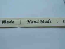 Load image into Gallery viewer, 5 yards/ 4.5m approx. Cotton Tape Printed Mixed Font Handmade Labels. 55 x 15mm