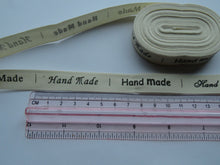 Load image into Gallery viewer, 5 yards/ 4.5m approx. Cotton Tape Printed Mixed Font Handmade Labels. 55 x 15mm
