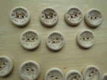 Load image into Gallery viewer, 25 Sewing Machine and Handmade with love wood look 20mm buttons